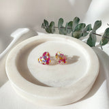 heart stud with dried flowers, 16mm