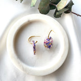 Oval gold hoop top flower confetti dangles