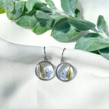 Silver charm forget me not flower earrings