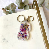 Lady figure flower confetti keyring