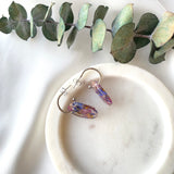 Oval silver hoop top flower confetti dangles
