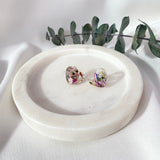 heart stud with dried flowers, 16mm