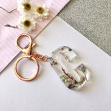 Large personalised initial flower garden key ring