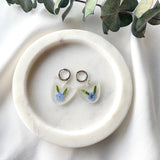 Half circle round forget me not silver Huggies