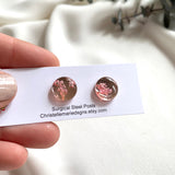 Tiny flower 12mm rose gold mirror acrylic round studs