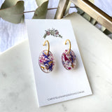 Oval gold hoop top flower confetti dangles