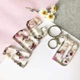 Large initial flower confetti key ring