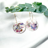 Medium round resin dangle with gold hoops