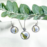 Silver forget me not flower gift set