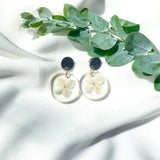 Small round resin dangle with hydrangeas