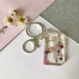 Large initial flower confetti key ring