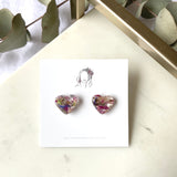 heart stud with dried flowers, 16mm
