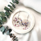 Large round resin dangle with silver hoops
