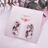 Oblong flower confetti stud