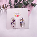 Oblong flower confetti stud