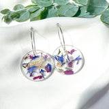 Large round resin dangle with silver hoops