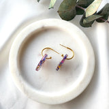 Oval gold hoop top flower confetti dangles