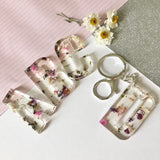 Large initial flower confetti key ring