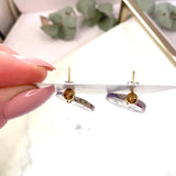 Gold stud top small round flower confetti resin dangle