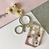 Large initial flower confetti key ring