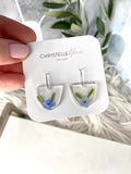 Half circle round forget me not flowers on silver hooks