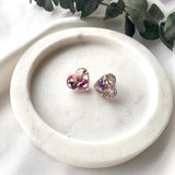 heart stud with dried flowers, 16mm