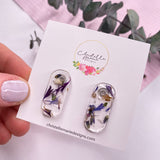 Oblong flower confetti stud