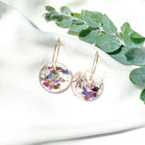 Medium round resin dangle with gold hoops