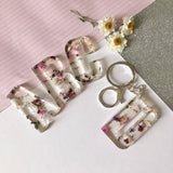 Large initial flower confetti key ring
