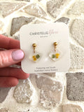 Small diamond Wattle drop earrings