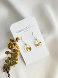 Small Wattle drop earrings on gold hooks