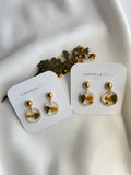 Small round Wattle drop earrings with gold studs