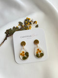 Small Wattle tear drop earrings with gold studs
