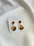 Small Wattle tear drop earrings with gold studs