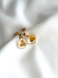 Small diamond Wattle drop earrings