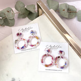 Small circle resin dangle, flower confetti