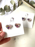 heart stud with dried flowers, 16mm
