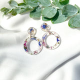 Small circle resin dangle, flower confetti