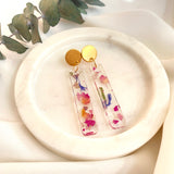 Matchstick dangles flower confetti, gold top