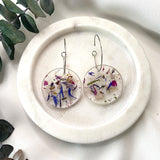 Medium round resin dangle with silver hoops