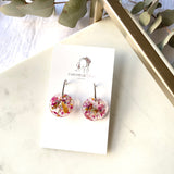 Round silver hoop top flower confetti dangles