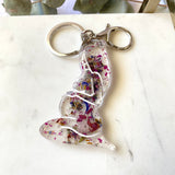 Pregnant lady figure flower confetti keyring