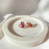 heart stud with dried flowers, 16mm