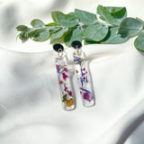 Matchstick dangles flower confetti, silver top