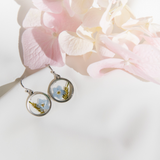 Silver charm forget me not flower earrings