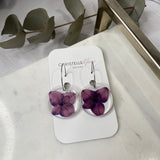 Purple hydrangea Medium round resin dangle with silver hoops