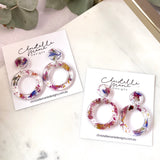 Small circle resin dangle, flower confetti