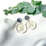 Small round resin dangle with hydrangeas