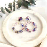 Small circle resin dangle, flower confetti