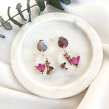 Small round flower garden resin dangle with silver stud